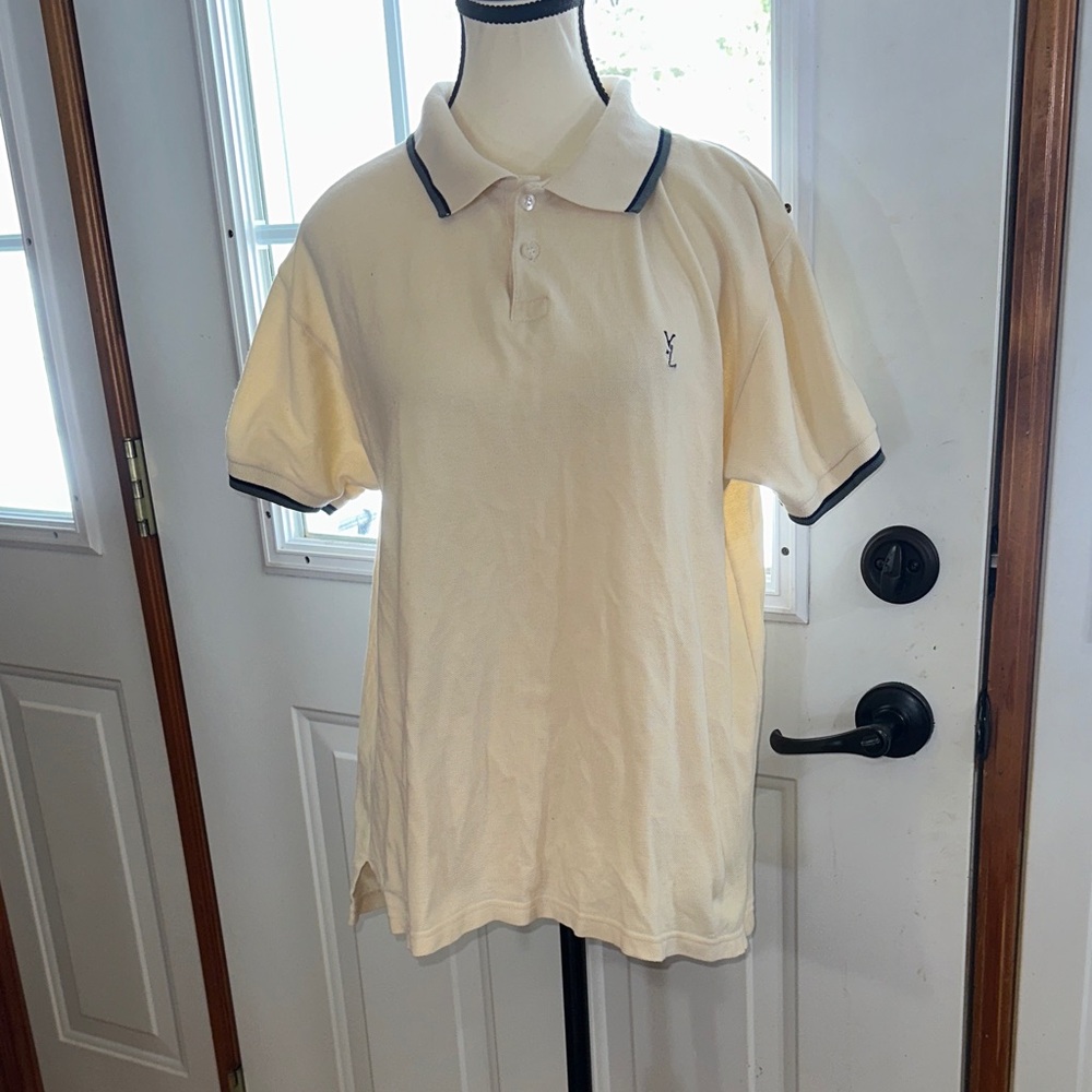 Vintage Yves Saint Laurent Cream Polo with Black Trim